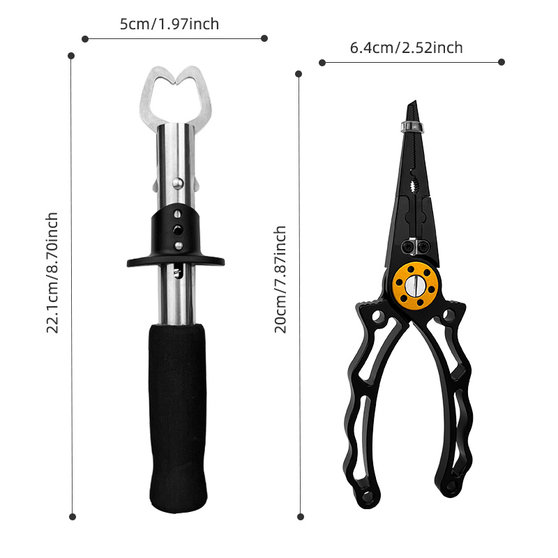 Saltwater Fishing Gear Combo - Ergonomic Hook Remover Pliers with Line Cutter & Secure EVA Handle Fish Control Gripper, Essential Angler Tool Kit Saltwater Fishing Gear Combo - Ergonomic Hook Remover Pliers with Line Cutter & Secure EVA Handle Fish Control Gripper, Essential Angler Tool Kit