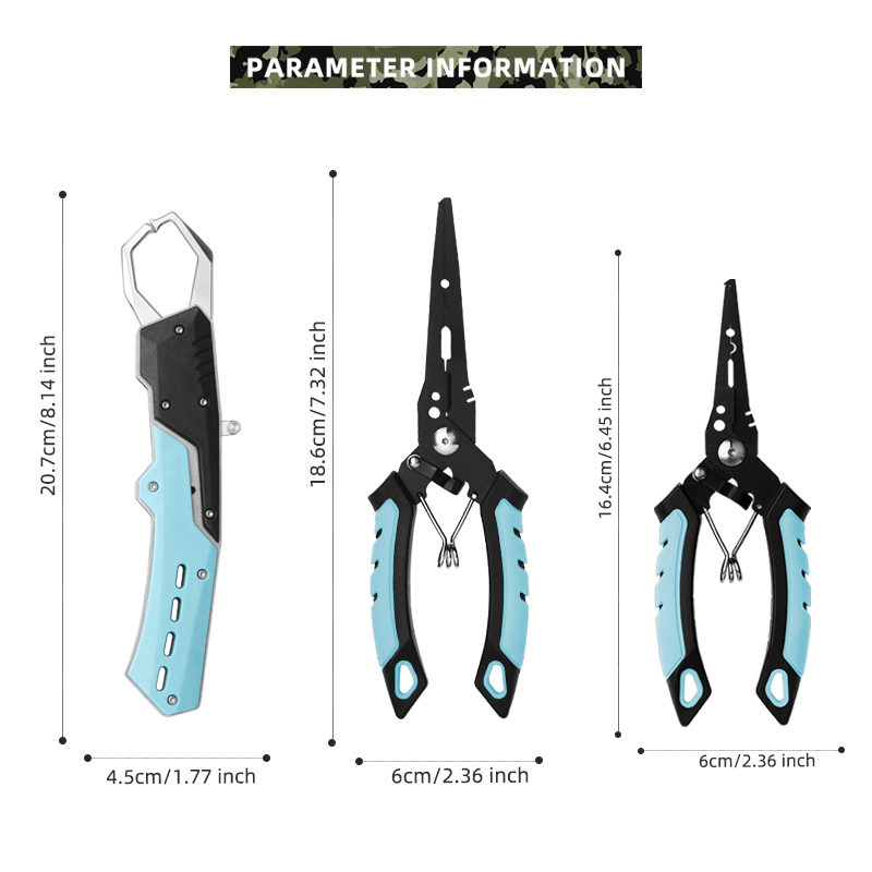 3-Piece Fishing Tool Set - Fish Lip Gripper & Dual Split Ring Pliers (6.45" & 7.32") 3-Piece Fishing Tool Set - Fish Lip Gripper & Dual Split Ring Pliers (6.45" & 7.32")