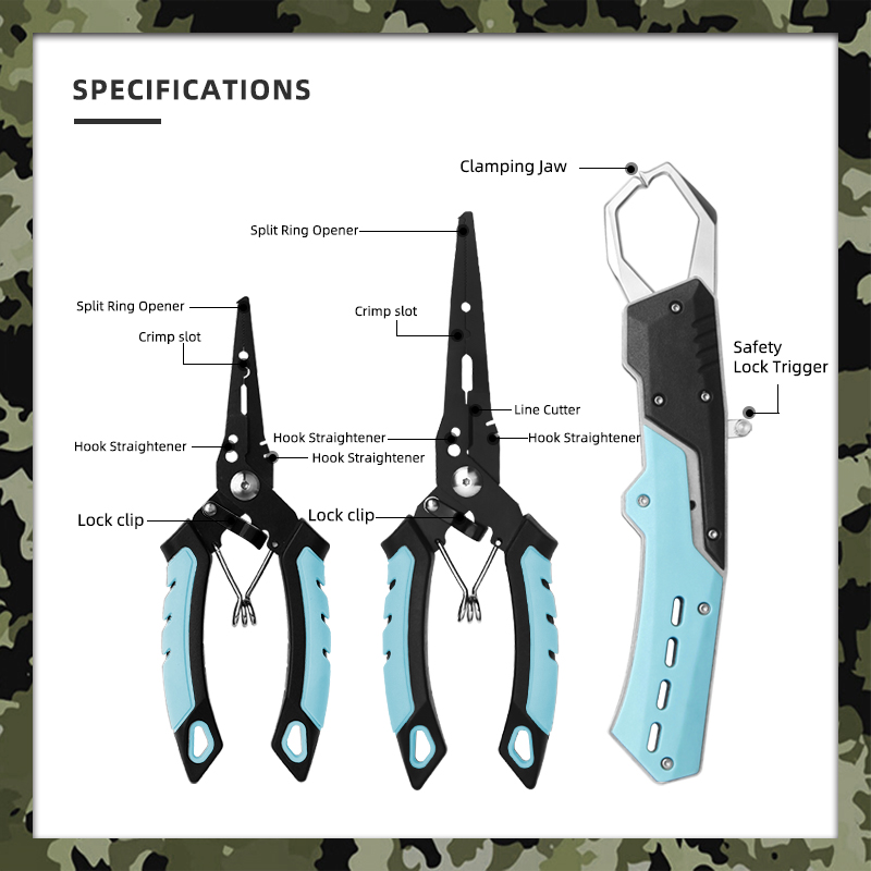 3-Piece Fishing Tool Set - Fish Lip Gripper & Dual Split Ring Pliers (6.45" & 7.32") 3-Piece Fishing Tool Set - Fish Lip Gripper & Dual Split Ring Pliers (6.45" & 7.32")