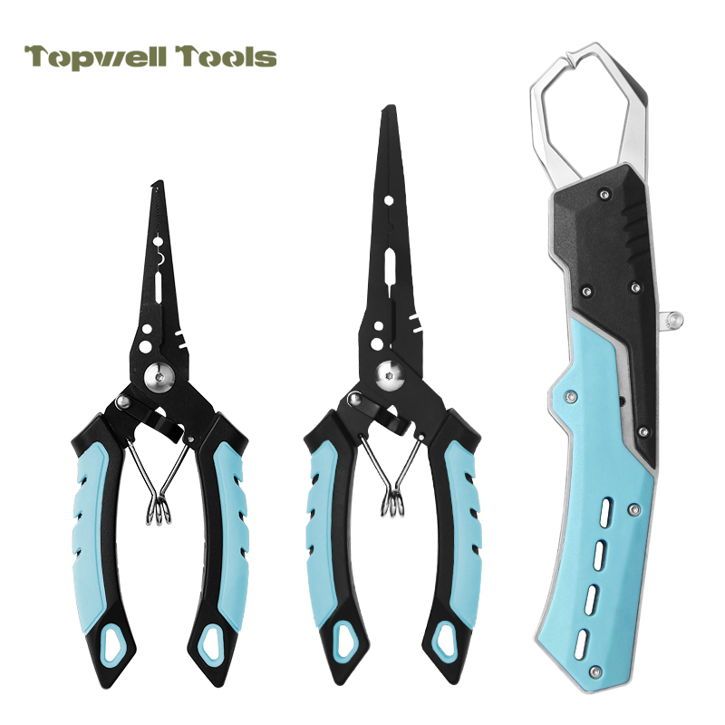 3-Piece Fishing Tool Set - Fish Lip Gripper & Dual Split Ring Pliers (6.45" & 7.32") 