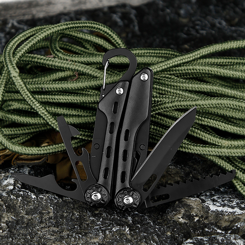 10-in-1 Compact Carabiner Multitool Pliers - Stainless Steel Folding Pocket EDC Tool 