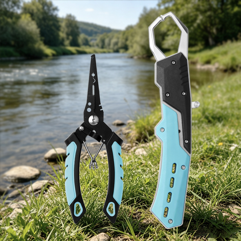 3-Piece Fishing Tool Set - Fish Lip Gripper & Dual Split Ring Pliers (6.45" & 7.32") 