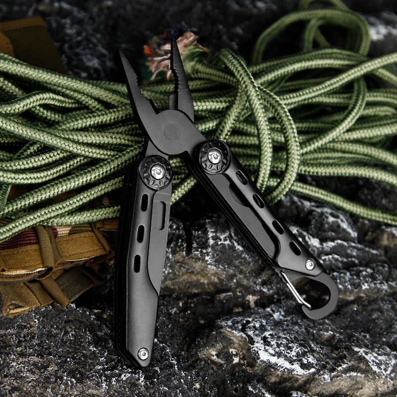 10-in-1 Compact Carabiner Multitool Pliers - Stainless Steel Folding Pocket EDC Tool 