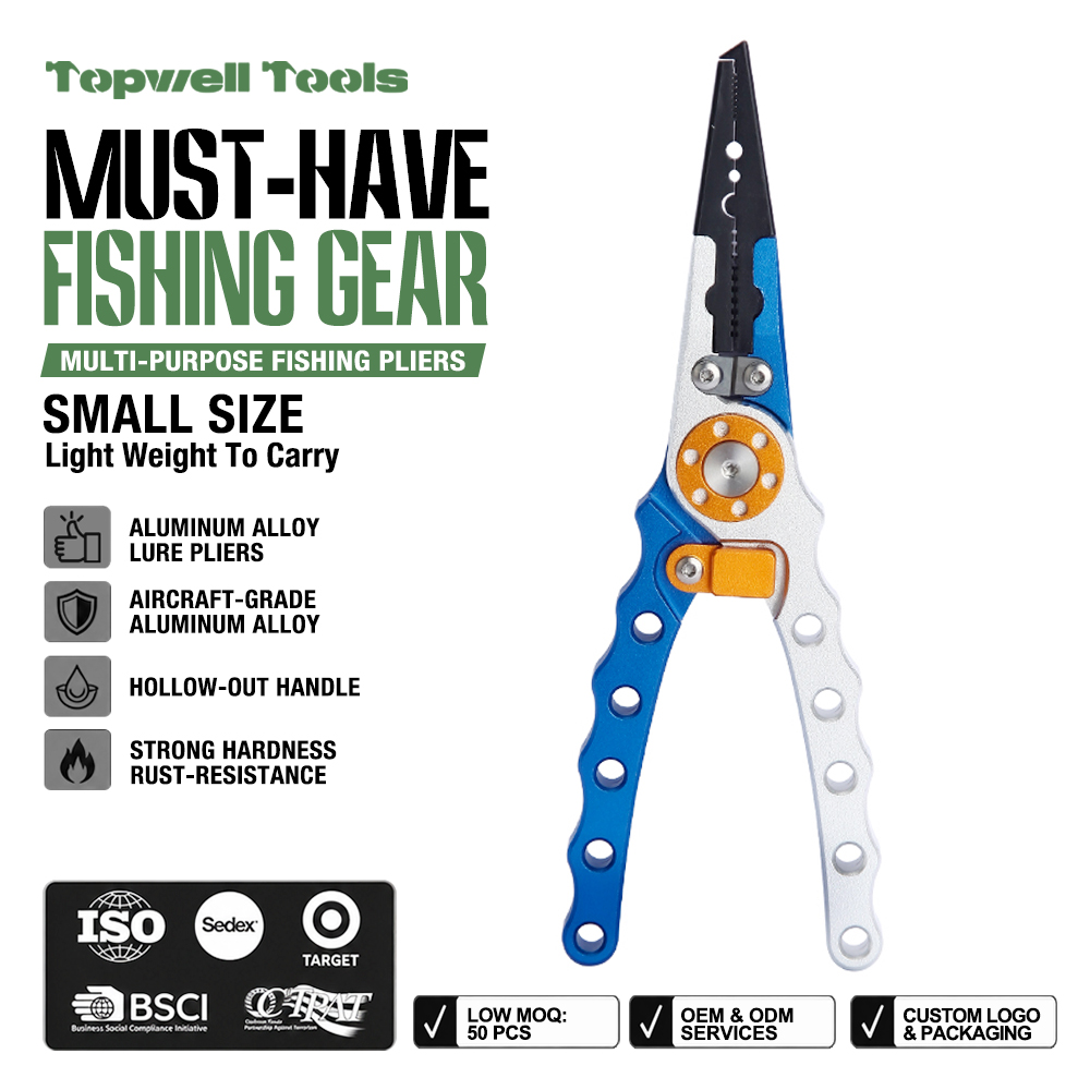  Professional Aluminum Fishing Pliers with Split Ring Tip & Tungsten Carbide Line Cutters 