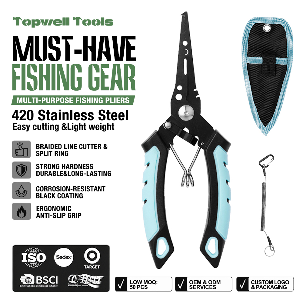 3-in-1 Professional Fishing Pliers & Multi-tool, Stainless Steel Split Ring Tool with Line Cutter